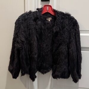June Black Rabbit Fur Cropped Jacket